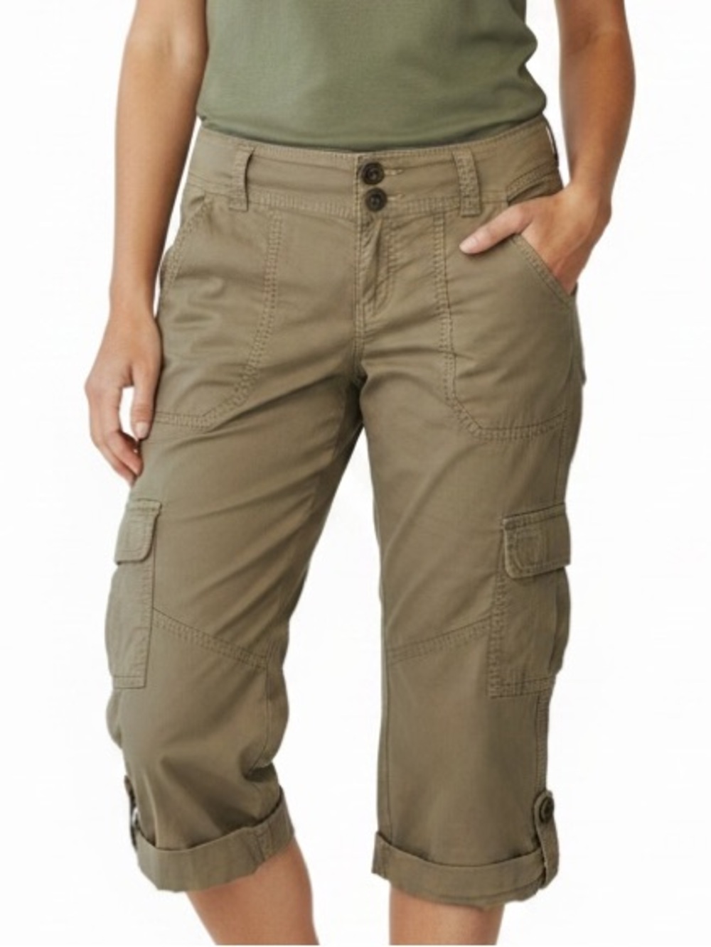 Sanctuary Cargo Capris Cotton Pockets Hiking Walking Summer Freestyle Travel